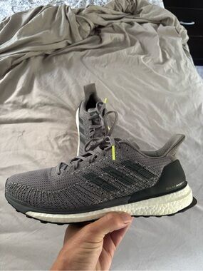 Adidas Men’s Grey Solar Boost ST 19 Running Shoes with Neon Accents
